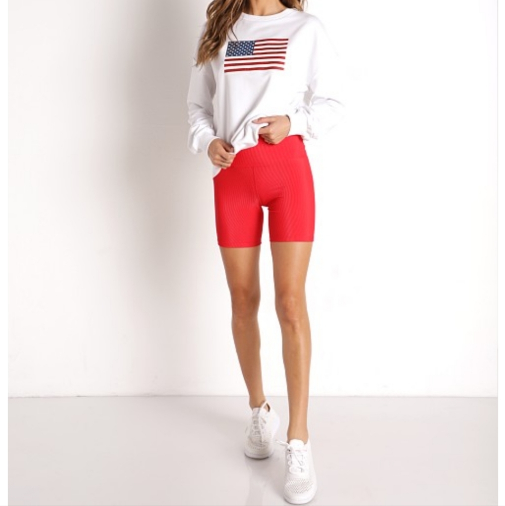 Beach Riot Bike Shorts Ribbed Red Women's Size Small - Picture 2 of 10